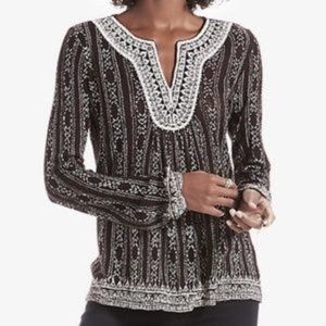 Lucky Brand Embroidered Peasant Top In Black Multi
